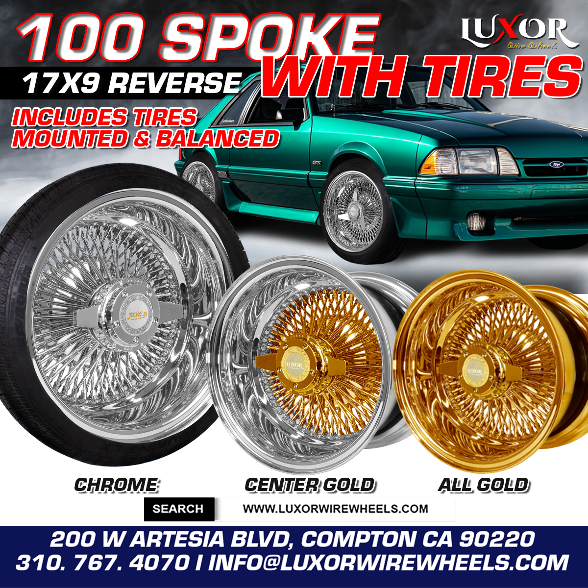 SALE] 4PC 17x9 100 Straight Lace Reverse Wheel Set with Free Tires