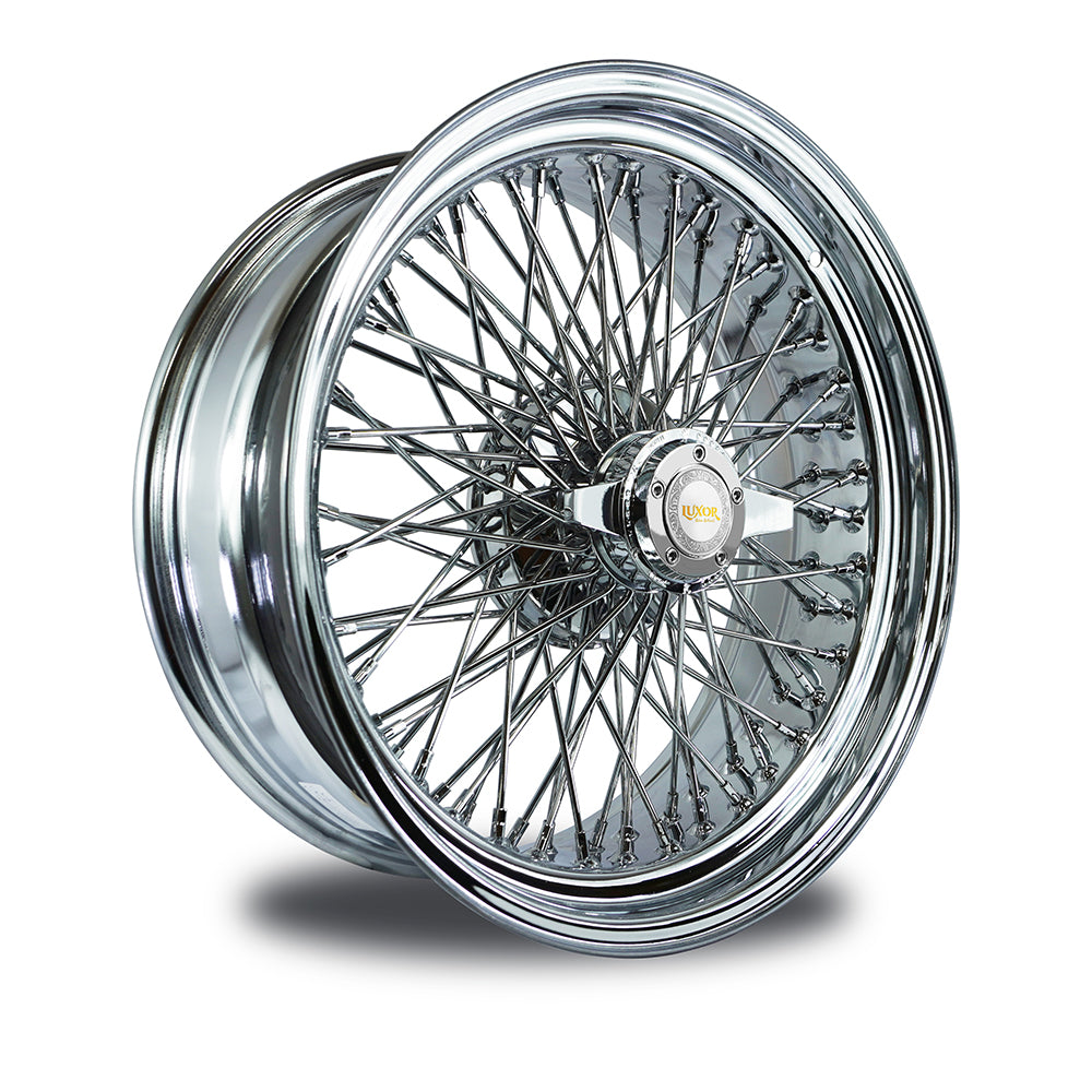 20x8 Standard 80 Quad Cross Chrome LUXOR WIRE WHEELS LUXOR WIRE WHEELS