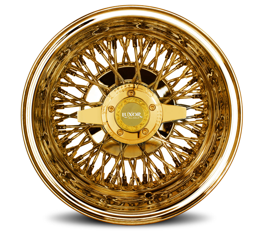 13x7 72 Cross Lace all Gold LUXOR WIRE WHEELS LUXOR WIRE WHEELS