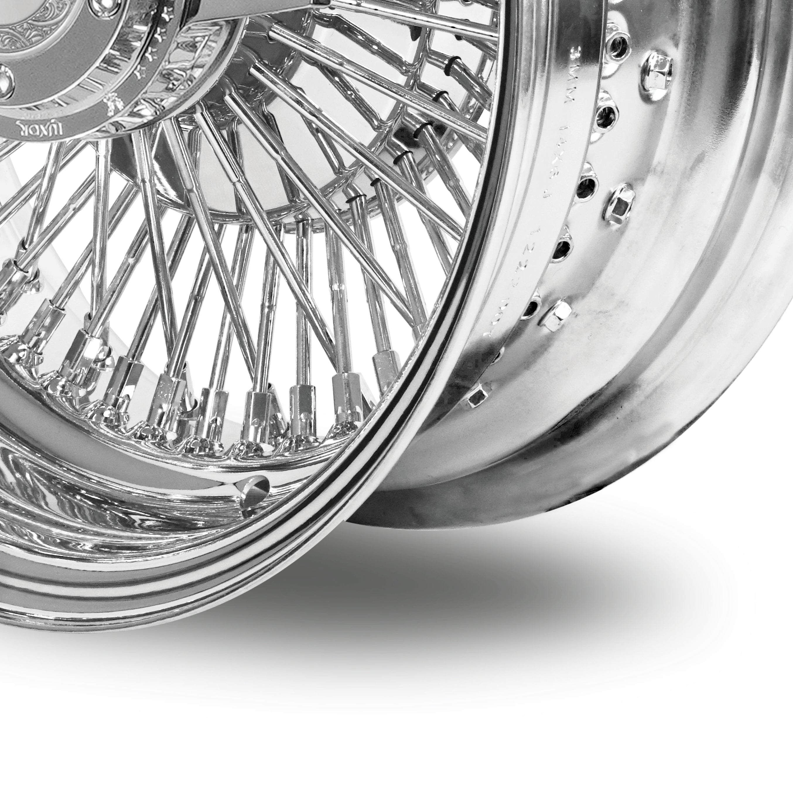 13x7 72 Straight Lace Chrome LUXOR WIRE WHEELS