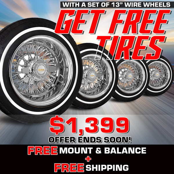 13" 4PC CHROME WHEEL SETS WITH FREE TIRES AND MOUNTING & BALANCING