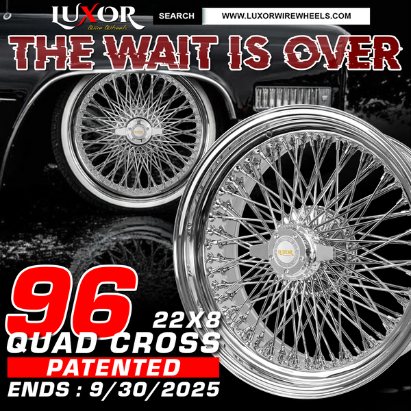 [SALE] 4PC 22x8 96 Quad Cross Lace Standard Chrome