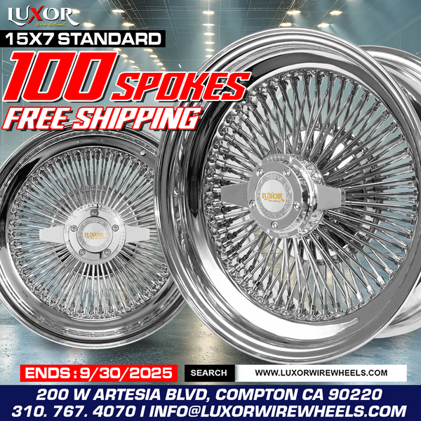 [SALE] 4PC 15x7 100 Straight Lace Standard Chrome Wheel Set