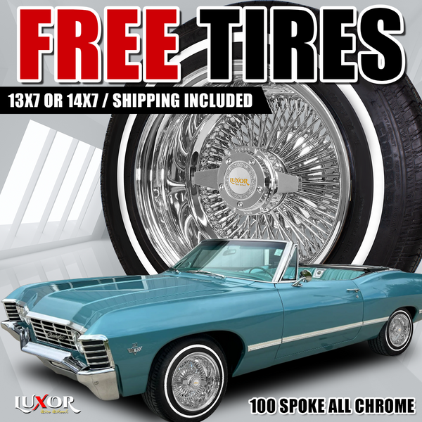 [SALE] 4PC 13" or 14" 100 SPOKE All Chrome Wheel Sets and Free tires