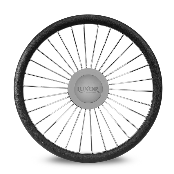 30 Curved Spokes Steering Wheel Chrome with Logo