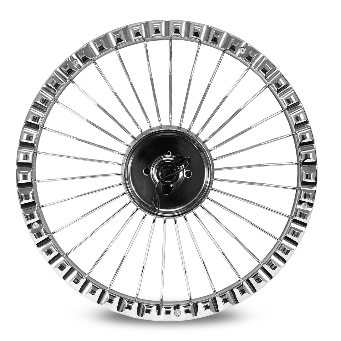 Striring Wheel 30 Curved Spokes Steering Wheel Chrome with Logo Luxor Wire Wheels