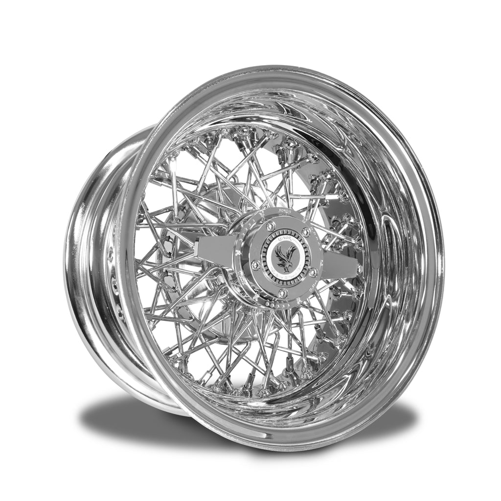 X Cross Rims 13x7 60 Spoke Triple Cross Lace Reverse Chrome LUXOR WIRE WHEELS ...