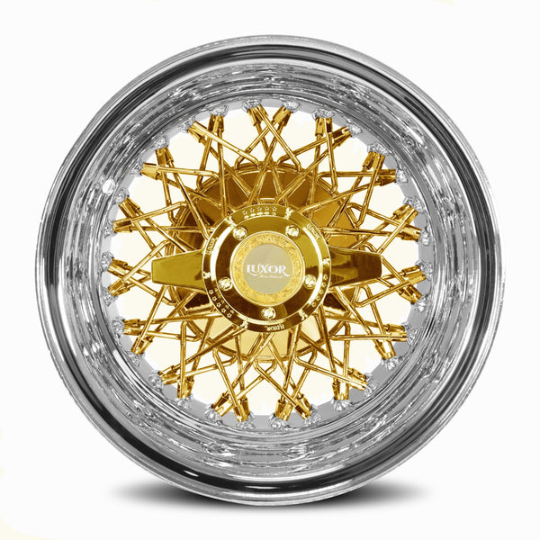 13x7 60 Spoke Triple Cross Lace Reverse Gold Center
