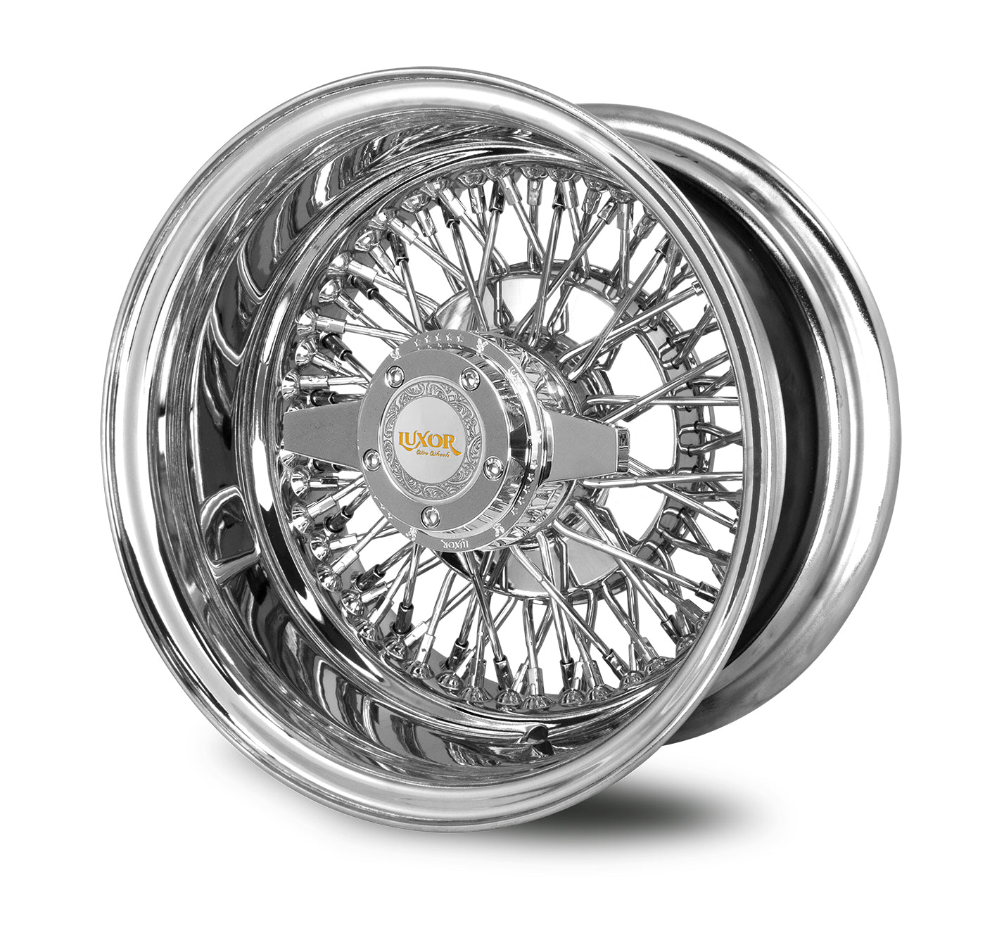 LUXOR WIRE WHEELS 13X5.5 72 CROSS LACE CHROME