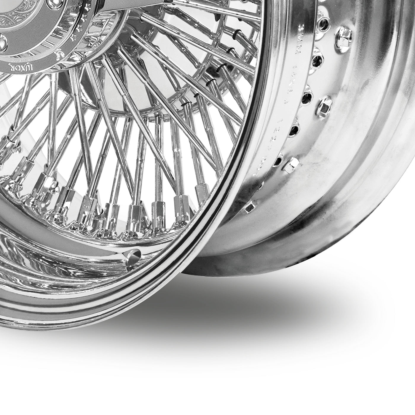 13x5.5 72 Straight Lace Chrome LUXOR WIRE WHEELS