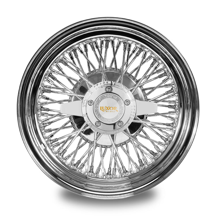 14x6 72 Cross Lace Standard Chrome Luxor Wire Wheels