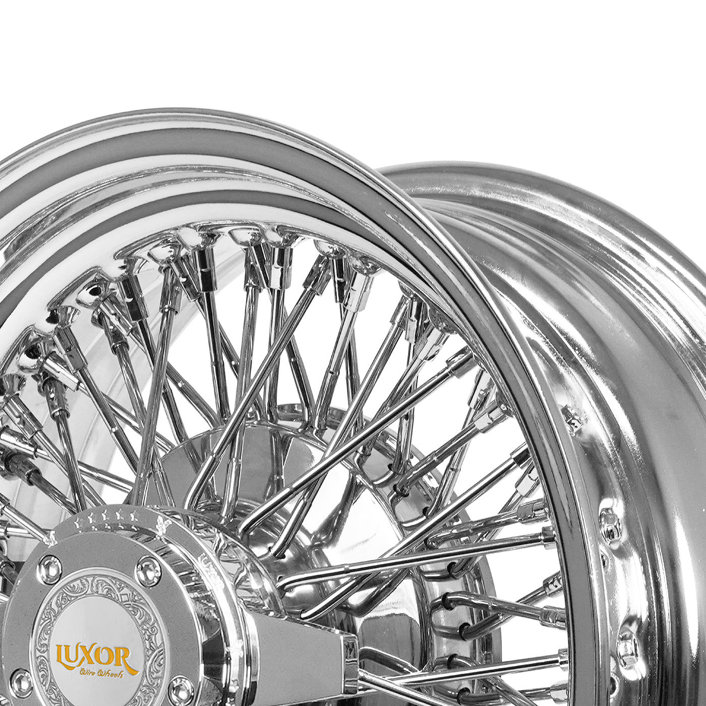 14x6 72 Cross Lace Standard Chrome Luxor Wire Wheels