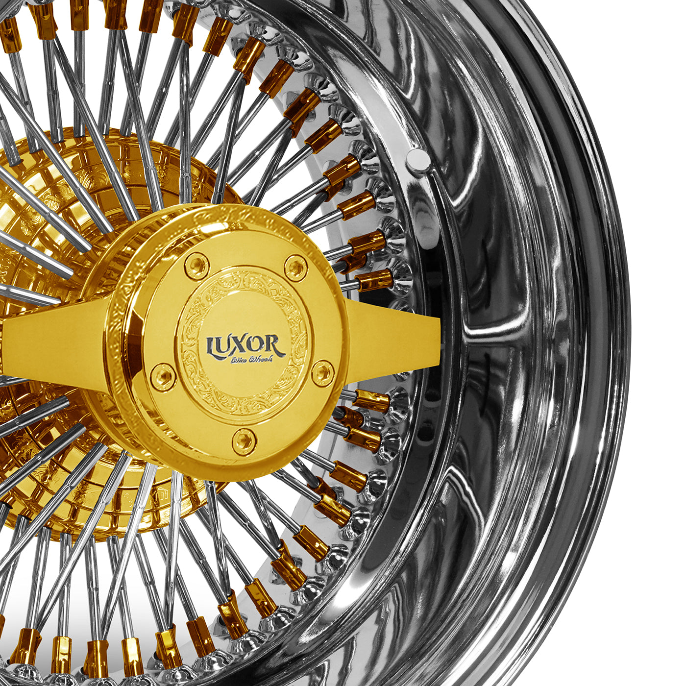4PC SET 13x7 100 Spoke Straight Reverse Triple Gold SHOWTIME | LUXOR ...