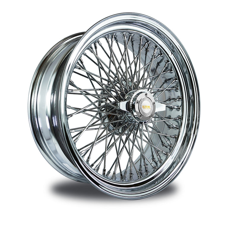 20x8 Standard 80 Quad Cross Chrome LUXOR WIRE WHEELS LUXOR WIRE WHEELS