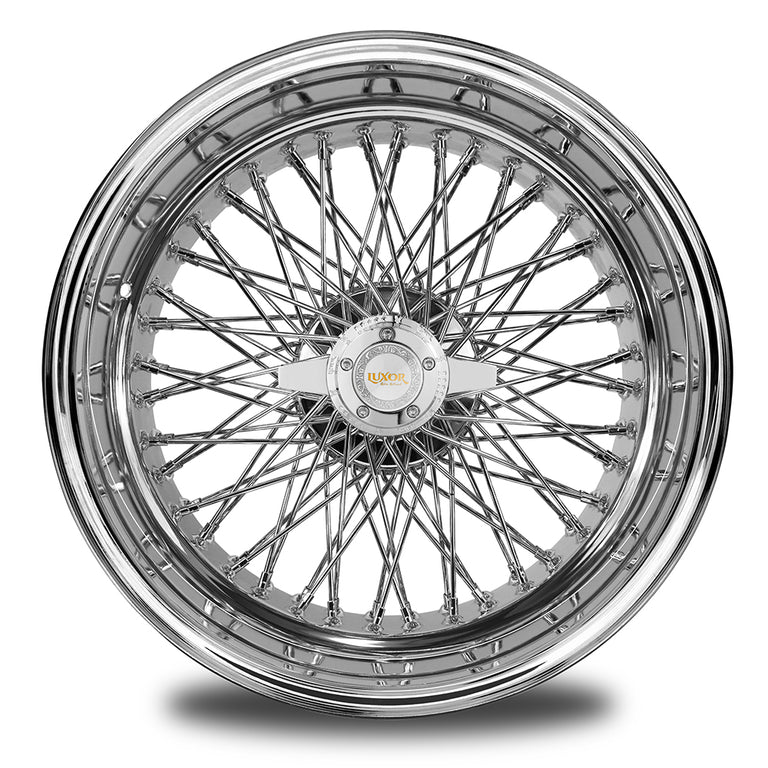 20x8 Standard 80 Quad Cross Chrome LUXOR WIRE WHEELS LUXOR WIRE WHEELS