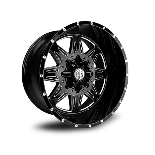 ROAD RAGE NOVA 22X12</br>BLACK MILLED WHEELS